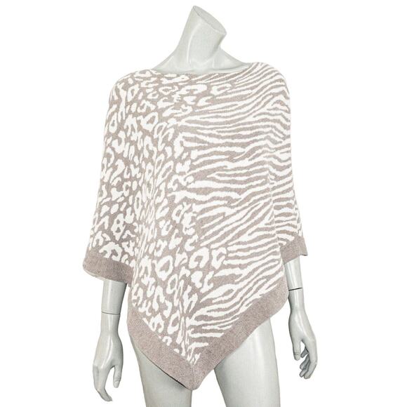 BAREFOOT DREAMS Cozychic Ultra Lite Poncho gray Leopard print One Size - Picture 1 of 9